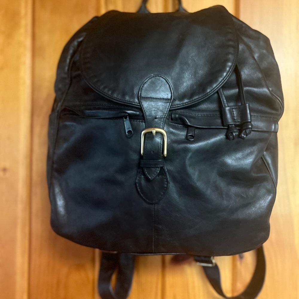 NWOT Lg Black Leather Backpack motorcycle leather backpack
